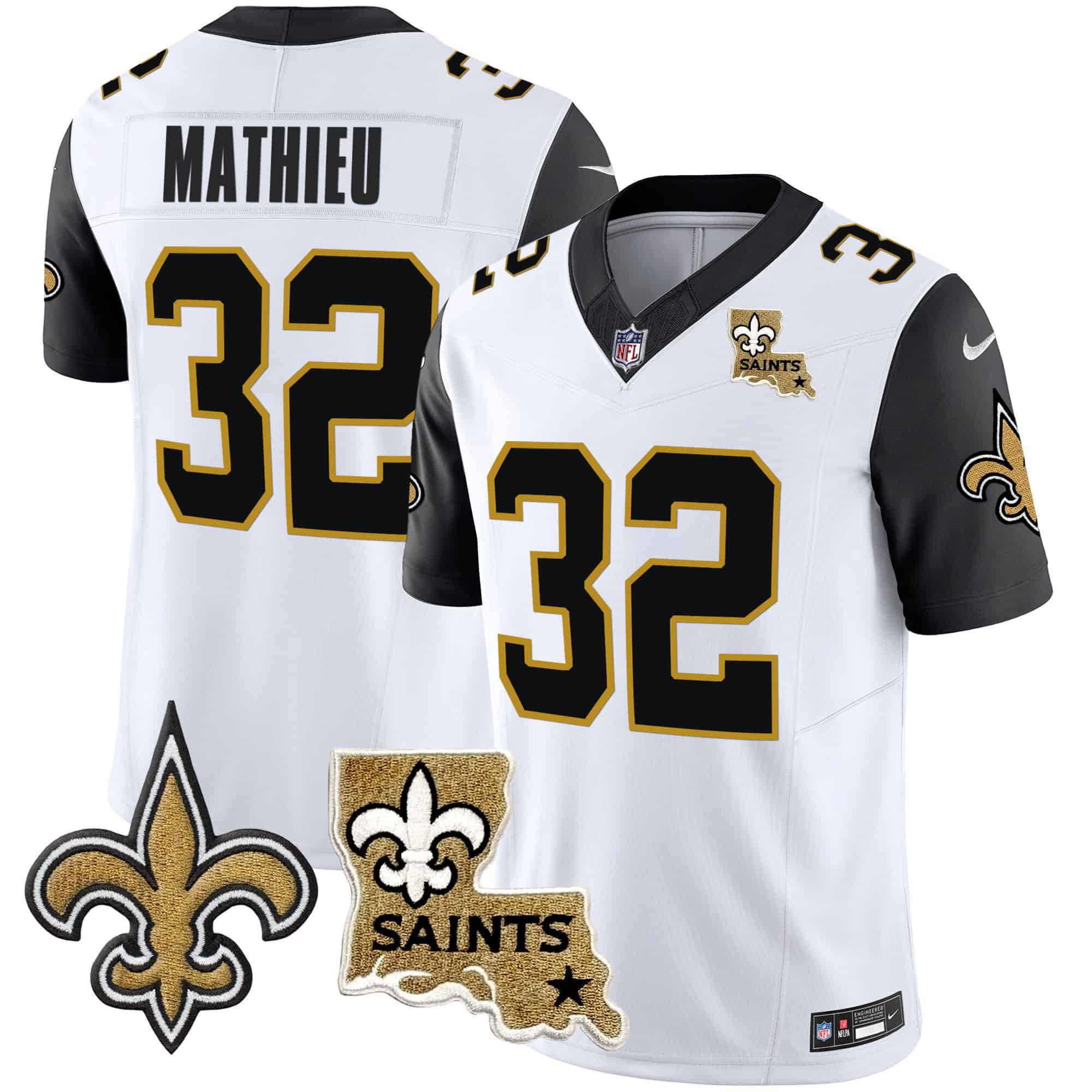 Men New Orleans Saints #32 Mathieu White 2024 Nike Vapor Limited NFL Jersey style 2